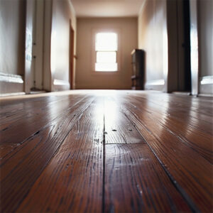 A close-up picture showing the signs of a bad hardwood flooring installation.