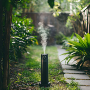 Mosquito sprinkler system in a beautiful lawn